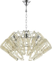 Pendant Light CYAN DESIGN ROSWELL 4-Light Chrome Cognac Brown Glass Iron... - £670.77 GBP