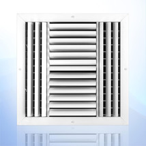 14&quot; x 14&quot; Duct Hole [15.6&quot; x 15.6&quot; Face] Aluminum 4-Way Vent Cover: Adju... - $39.99