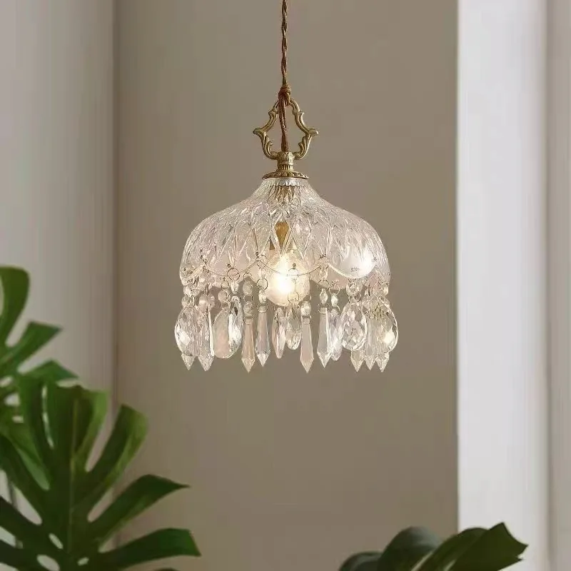 Modern LED Pendant Light Crystal Chandeliers Bedroom Luxury Glass Pendan... - $69.71+