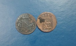 2 Pcs  Dutch Netherlands Colonial Voc Duit  1754 &amp; 1755 New York Penny C... - £14.53 GBP