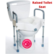 INNOEDGE MEDICAL Raised Toilet Seat with Handles, Padded, Height Adjustable Legs - £103.56 GBP