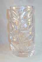 Mid Century Modern Art Vannes France Crystal Vase Leaves Branch Raised Décor - £39.28 GBP