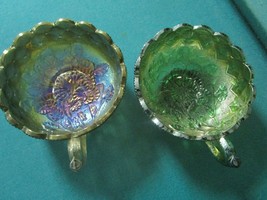 IMPERIAL GREEN IRIDESCENT GLASS QUILTED DIAMOND NAPPY BOWL HANDLE PICK 1 - $46.99