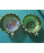 Imperial Green Iridescent Glass Quilted Diamond Nappy Bowl Handle Pick 1 - €39,23 EUR