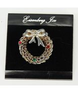 Eisenberg Ice Christmas Wreath Pin Brooch 1.25 inch Dia Silver Tone Jewelry - €10,15 EUR