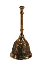11cm Traditional Indian Brass Prayer Bell | Ghanti Temple Hindu Pooja Puja Brass - £16.36 GBP