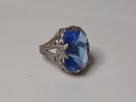 Very Small Size 2.5 Lightweight Sterling Silver Ring With Blue Stone - £27.97 GBP