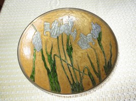INDIA Archana Handicrafts BRASS ENAMEL FLORAL IRISES Footed BOWL--9.5&quot; x... - $385.89 MXN