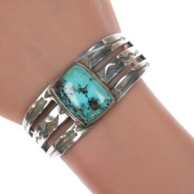 6.5&quot; c1930&#39;s Navajo Ingot Silver and turquoise bracelet with whirling logs - £994.22 GBP