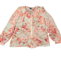 East 5th Womens Button Up Blouse Multicolor Size M Polyester Chiffon Collar - £11.24 GBP