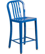 Mid-Century Blue &#39;Navy&#39; Style Counter Stool Cafe Patio Chair Outdoor Com... - $2,941.74 MXN