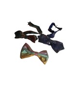3 Vintage Pre-tied Bowties - Estate Find Green Blue Brown Metallic Multi... - $294.67 MXN