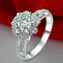 Engagement Ring White Round Cut 2.30Ct Moissanite 14k White Gold Finish Size 7.5 - £116.81 GBP