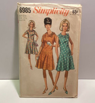 Simplicity 6985 Dress Vintage 1960s Miss Half Sz14.5 Bust 35 Womens Patt... - $11.75