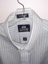 Stafford Mens Dress Shirt Pin Stripe Blue White Green 16 1/2&quot; Tall 35 - 36 - £7.82 GBP