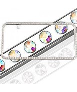 Multicolor Crystal Stainless Steel License Plate Frame, parkly Single Ro... - $21.99