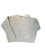 OLIA Womens Size Small Gray Ribbed Cut Out Sweater Acrylic Knit Crew Neck - £13.30 GBP