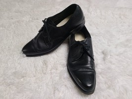 VTG Black Pebbled Leather Oxford Silk Label Air Cusioned Soles Dress Sho... - $24.10