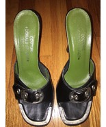 Donald Pliner Couture Concha Black Shine Calf Buckle Sandal Mule 7M Retail $225 - $59.99