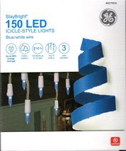 GE 5270932 STAYGRIGHT 150 LED ICICLE-STYLE LIGHTS, BLUE W/WHITE WIRE 16'... - $19.95