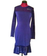 MICHAEL Michael Kors Dress Navy Women Knee Length Flounce Size XS Lace Trim - $69.30