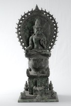 Antigüedad Java Estilo Majapahit Sentado Enthroned Bronce Vishnu Estado - - $1,384.47