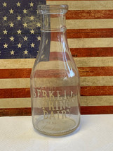 Vtg Berkeley Springs Dairy W. VA. 1 Quart Liquid Milk Bottle Clear Glass - $39.95