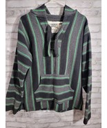 Original Senor Lopez Med Woven Mexican Gray Green Blk Hoodie Pullover Sw... - $380.79 MXN