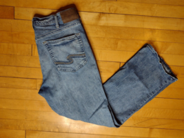 Silver Jeans Mens 36x32 Craig Bootcut Thick Stitch Distressed Blue Denim... - £24.98 GBP