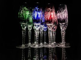 ajka marsala crystal colored champagne flutes 9" Tall set of 12 glasses image 10