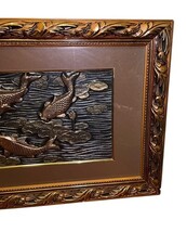 Vintage Koi Fish Wall Art Framed Relief Panel Asian Decor 43x18 Luck Feng Shui image 5