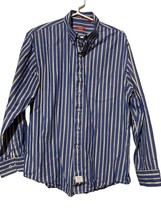 IZOD Button Up Shirt Mens Large L Yellow Blue Striped Long Sleeve - $272.66 MXN