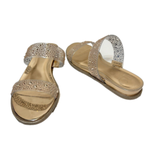 Jennifer Lopez JLO Rose Gold Rhinestone Slide Open Toe Sandals Flat Size... - £19.45 GBP