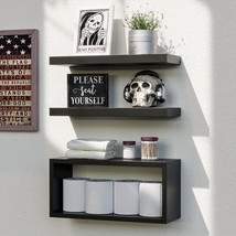 Richer House Black Floating Shelves Set Of 3, Modern Bathroom Shelves, Black - £30.16 GBP