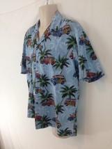 Pacific Legend Mens M Blue Woody Cars Authentic Hawaiian USA Made Cotton Shirt - £7.76 GBP