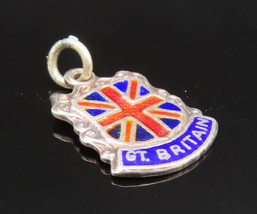 925 Silver - Vintage Enamel Great Britain Flag Souvenir Pendant - PT20890 - £19.18 GBP