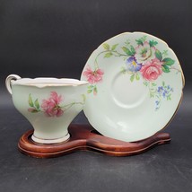 Paragon Tea Cup &amp; Saucer Cabbage Rose Mint Green Double Warrant By Appoi... - $84.14