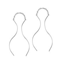 Stylish Curvy Ear Thread Slide .925 Silver Earrings - £7.15 GBP