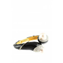 Vintage Kjl Kenneth J Lane Pearl And Rhinestone Clamper Bracelet - £95.19 GBP