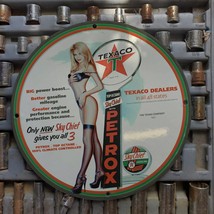 Vintage 1955 Texaco Sky Chief 'Petrox' Gasoline Porcelain Gas & Oil Metal Sign - $125.00