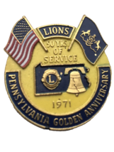 Lions Club 50 Years Service Pennsylvania 1971 Pin Gold Tone Vintage - £7.86 GBP