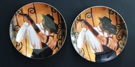 Salsa Trish Biddle Art Plates Set Of 2 Couple Dancing Heritage By Jay - £23.19 GBP