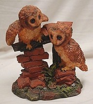 Owls Sitting on Bricks Resin Figurine Curio Cabinet Decor - $21.77