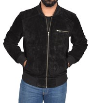 Leather Jacket Men&#39;s Biker Coat Racer Motorcycle Cafe Vintage Suede Black 30 - £31.45 GBP+