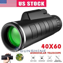 Day Night Vision 40X60 Zoom Monocular Hd Scopes Clear Lens Telescope Bk-4 - £31.84 GBP