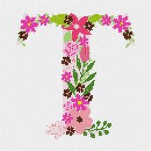 Pepita Needlepoint kit: The Letter T Flowering, 10&quot; x 10&quot; - $50.00+