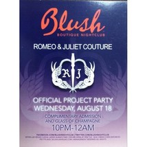 2010 Romeo &amp; Juliet Couture Official Project Party at Blush Nightclub Promocard - £1.52 GBP