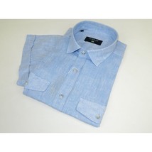 Men's Ciazzo Turkey 100% Linen Breathable Shirt Short Sleeves #Linen 32 Med Blue image 4
