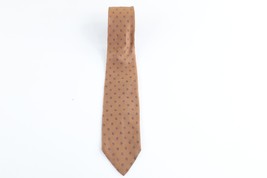 Vintage 90s Christian Dior Geometric Silk Neck Tie Dress Tie Wedding Brown USA - £19.42 GBP