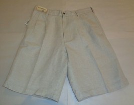 Caribbean Roundtree &amp; Yorke Size 42 Natural Linen Cotton New Mens Pleated Shorts - £54.51 GBP